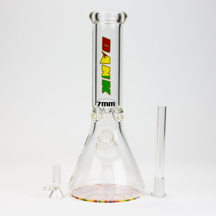 12" DANK beaker 7 mm glass bong with Colour Bottom | Jupiter Grass
