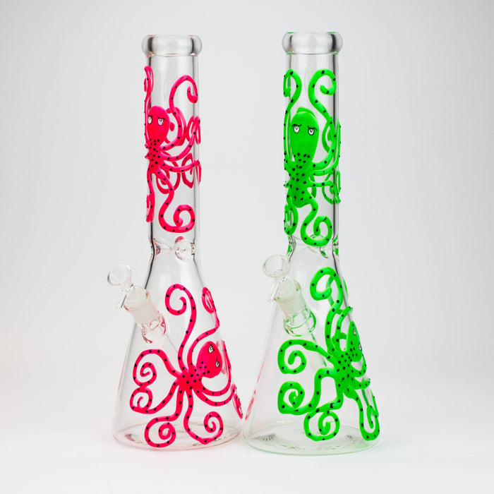 15.5" Glow in the dark beaker glass water bong [AK082] | Jupiter Grass