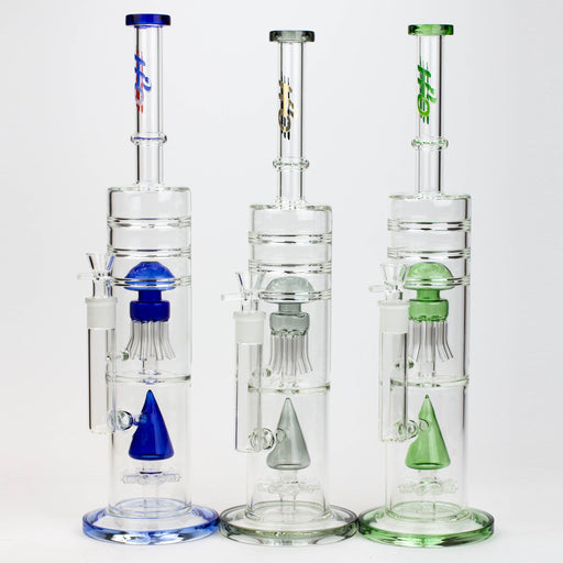 17" H2O dual diffuser glass water bong [H2O-5002] | Jupiter Grass