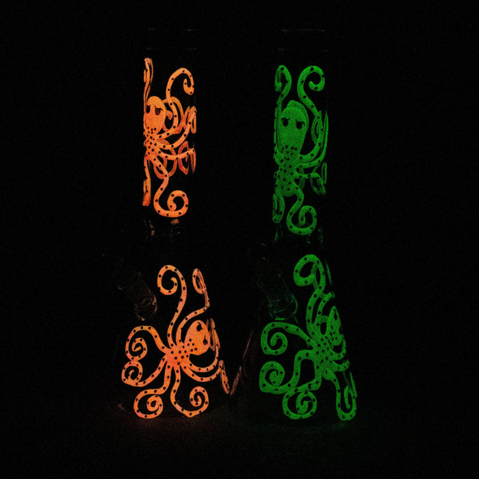15.5" Glow in the dark beaker glass water bong [AK082] | Jupiter Grass