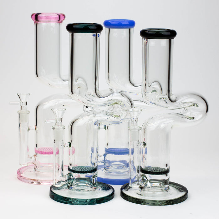 11.5" 2-in-1 7mm Kink Zong glass water bong [AKG003] | Jupiter Grass