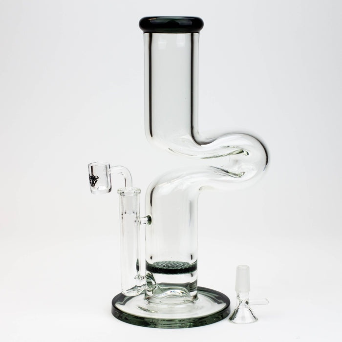 11.5" 2-in-1 7mm Kink Zong glass water bong [AKG003] | Jupiter Grass