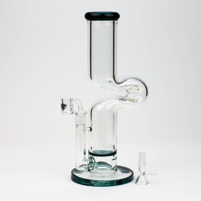 11.5" 2-in-1 7mm Kink Zong glass water bong [AKG003] | Jupiter Grass