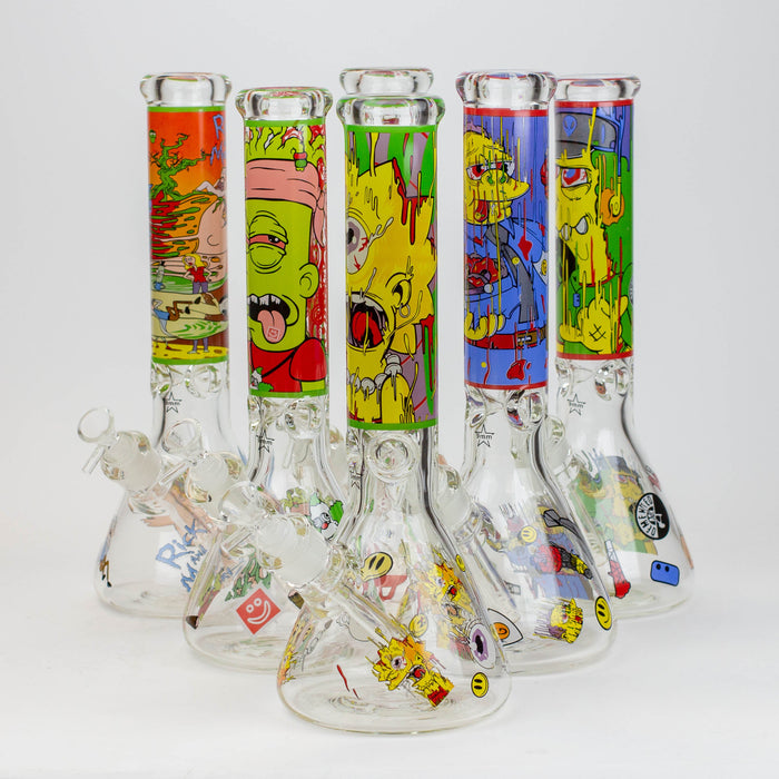 13.5" RM cartoon 9 mm glass beaker water bong | Jupiter Grass