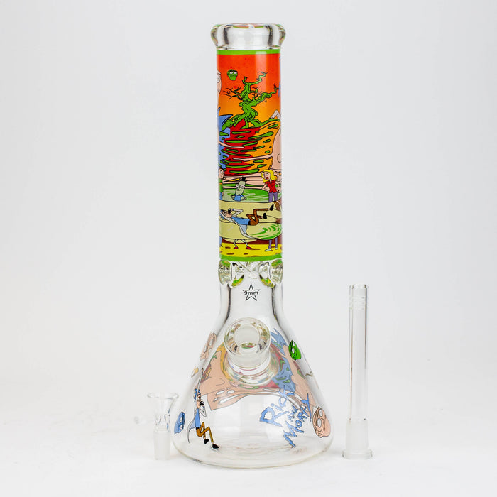 13.5" RM cartoon 9 mm glass beaker water bong | Jupiter Grass