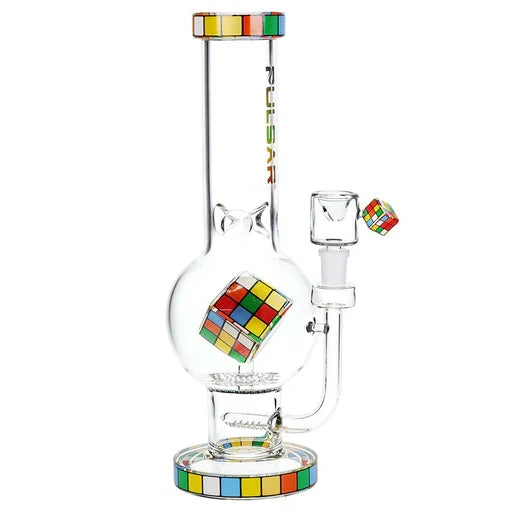 Pulsar® | 13" Rubik’s Cube Double Perc Glass Bong