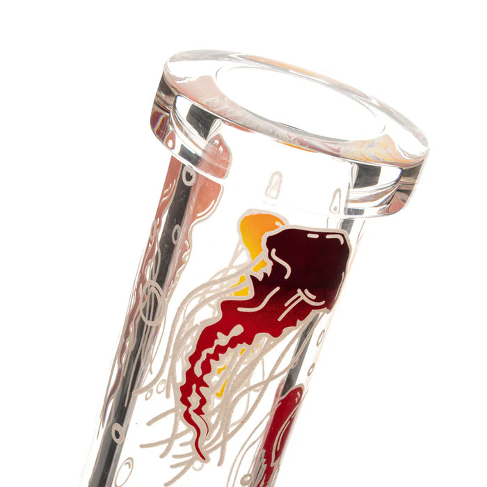 Red Eye Glass® | 15" 7mm Glow in the Dark Jellyfish Water Pipe [REG155] | Jupiter Grass