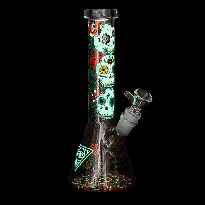 Red Eye Glass® | 10" Sugar Skull Glow-in-the-Dark Water Pipe