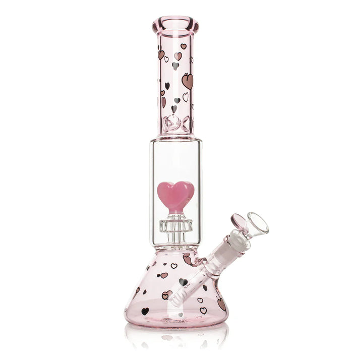 Red Eye Glass® | 12" Dual Chamber Floating Heart Water Pipe [REG174] | Jupiter Grass