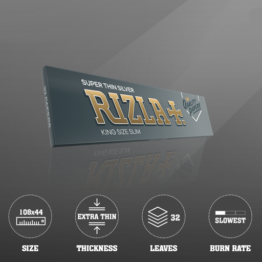 Rizla | Super Thin Silver King Size Box Of 50 | Jupiter Grass