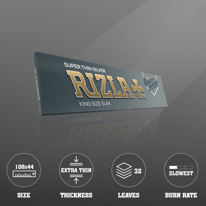 Rizla | Super Thin Silver King Size Box Of 50 | Jupiter Grass