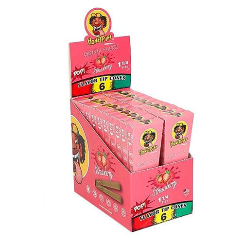 Honeypuff | 1 1/4 Size Fruit flavor tip 6pk Hemp cones Box of 20 | Jupiter Grass
