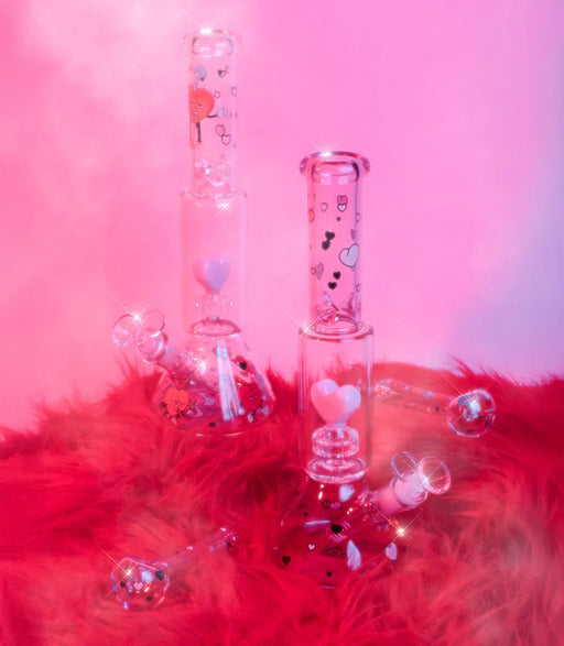 Red Eye Glass® | 12" Dual Chamber Floating Heart Water Pipe [REG174] | Jupiter Grass