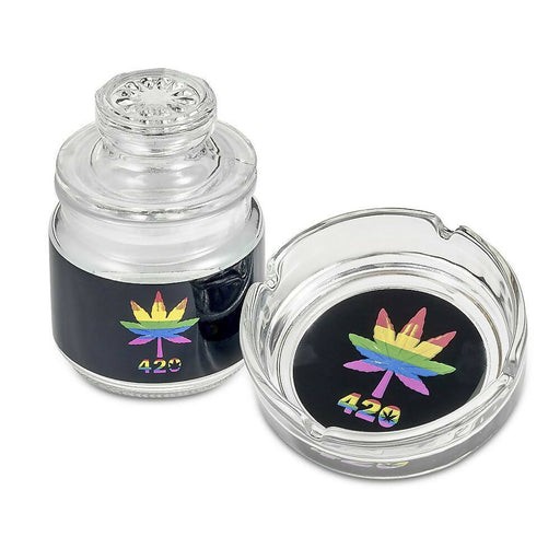 ASHTRAY AND STASH JAR SET - RAINBOW LEAF DESIGN | Jupiter Grass