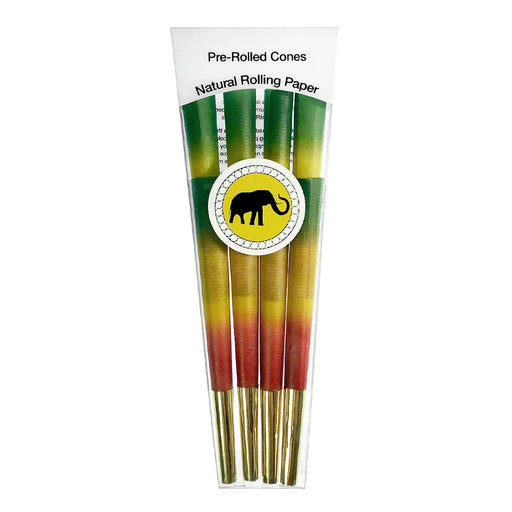 Elephant Brands - Pre-Rolled Designer Cones 8 Per Pack - Rasta W/ Gold Tip | Jupiter Grass