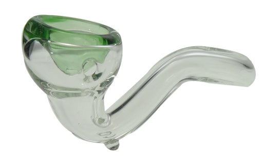 Mini Glass Pipe Clear Sherlock W/ Colored Bowl | Jupiter Grass