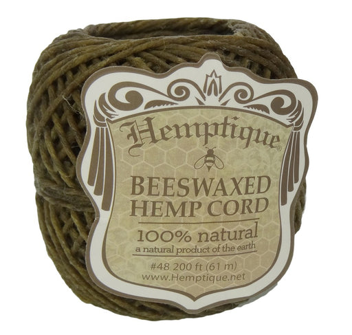 Hemptique Beeswaxed Hemp Cord (Hemp Wick) #48 200Ft (61M) | Jupiter Grass