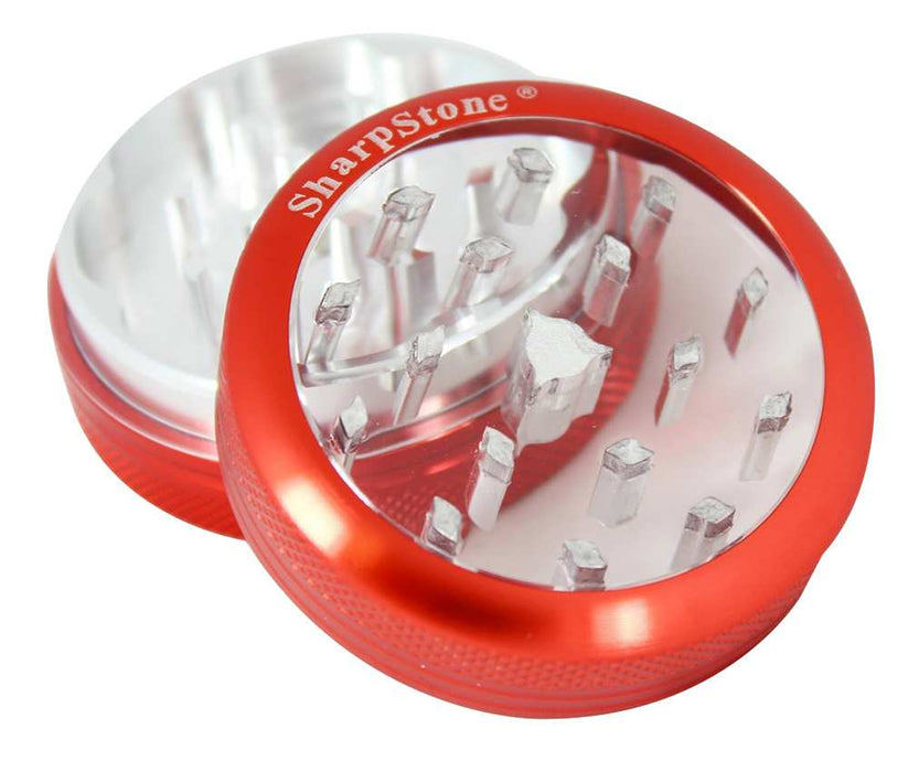 Sharpstone 2-Piece Grinder Glass Top Colored 2.5" - Red | Jupiter Grass