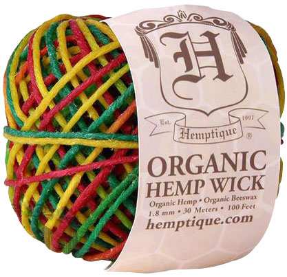 Hemptique Beeswaxed Variegated Hemp Cord (Hemp Wick) #48 2mm 100Ft (61M) - Variegated Rasta | Jupiter Grass