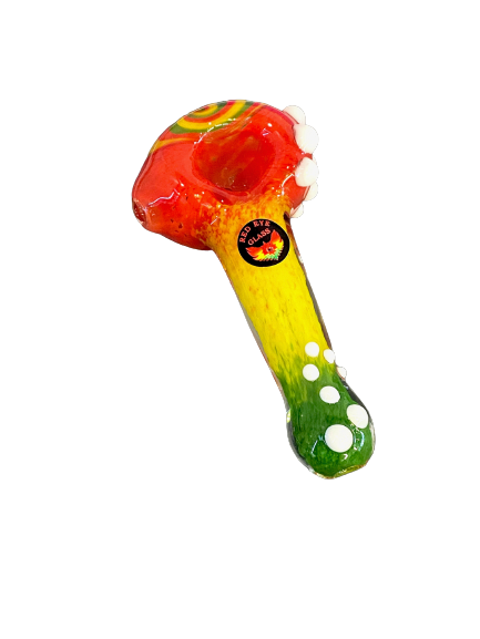 Red Eye Glass 4" Rasta Hand Pipe W/Dots | Jupiter Grass