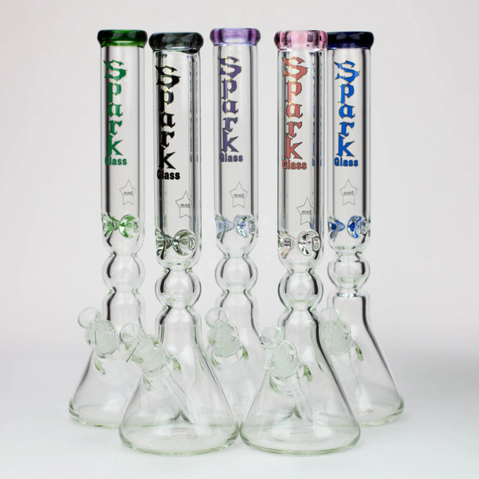 17.5" Spark 9mm Curbed Tube Glass Water Bong | Jupiter Grass