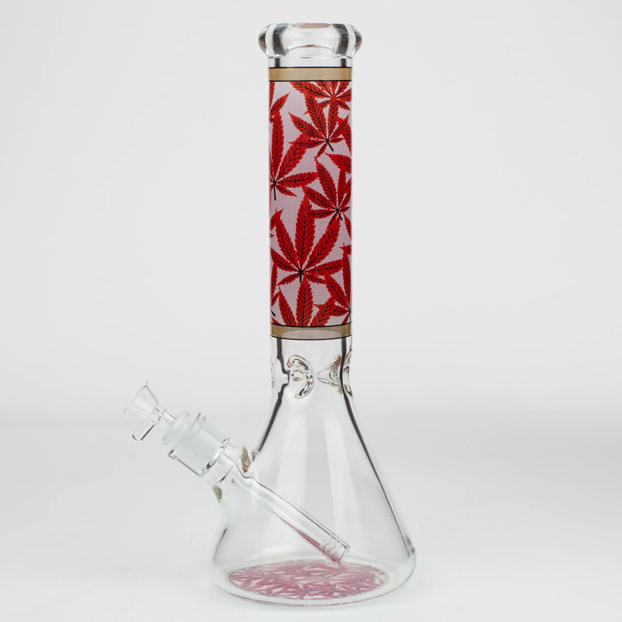 14" Leaf Pattern 7mm Glass Beaker Bong | Jupiter Grass