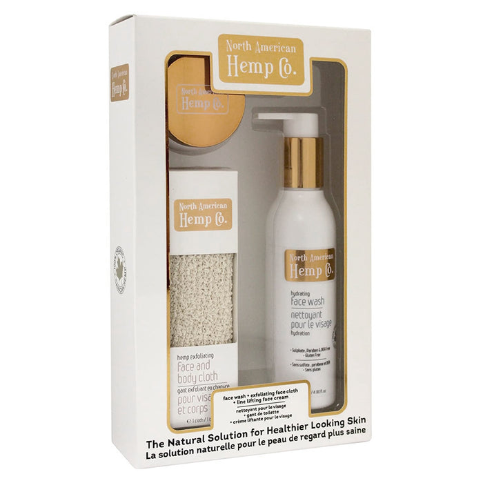 North American Hemp Co. Skin Care Gift Set W/ Line Lifting Cream, Face Wash & Face Cloth | Jupiter Grass