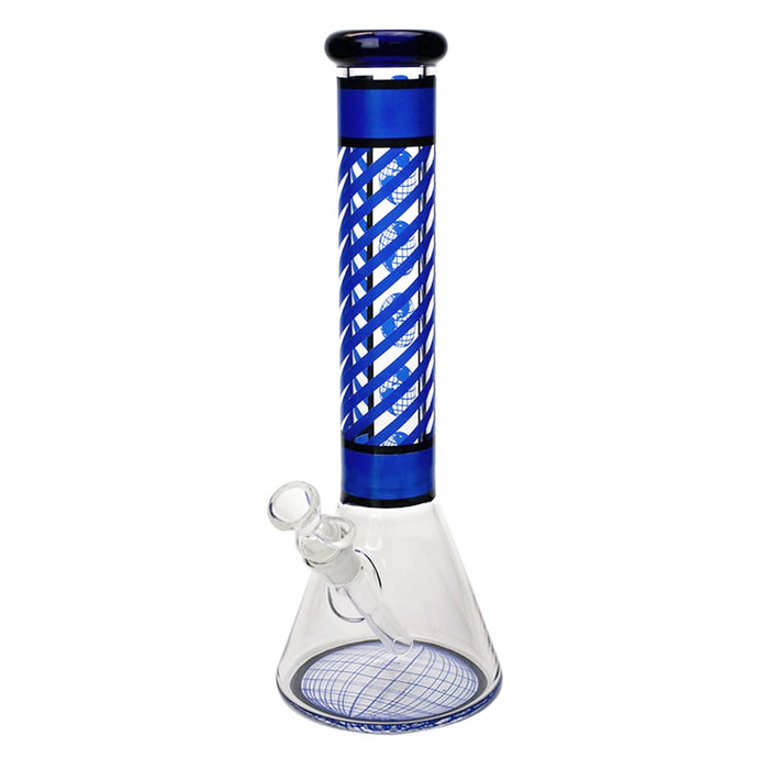Infyniti Glass 14" Striped Beaker - Blue | Jupiter Grass