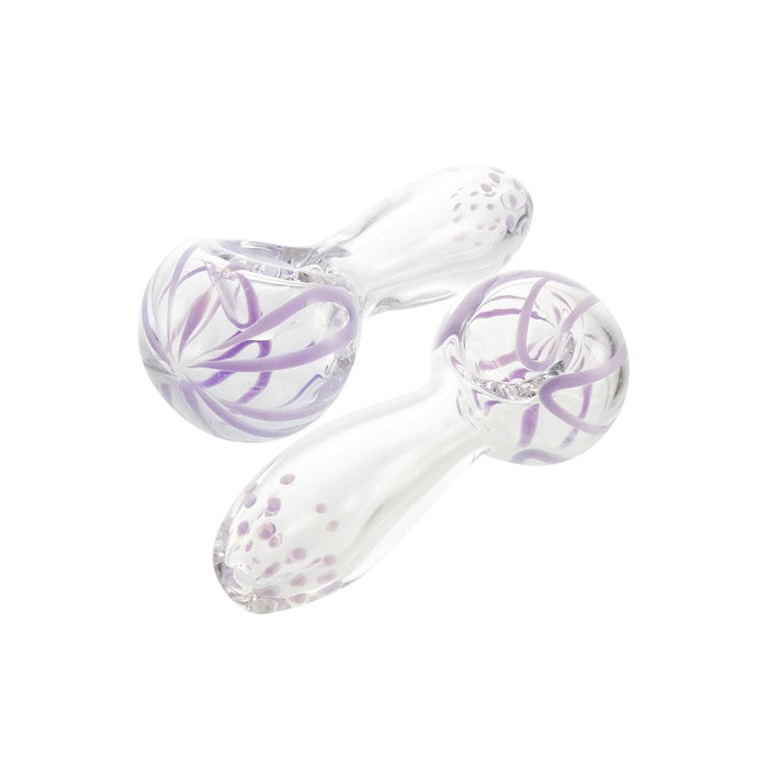 3.5" Clear Spoon W/ Color Squiggles On Head & Color Dots On Mouthpiece | Jupiter Grass