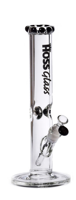 HOSS GLASS 14" 7MM STRAIGHT TUBE W/ CROWN MOUTHPIECE - BLACK | Jupiter Grass