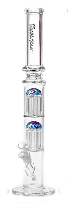 HOSS GLASS 22" STRAIGHT TUBE W/ DOUBLE 8-ARM PERC & REVERSAL WORK - WHITE | Jupiter Grass