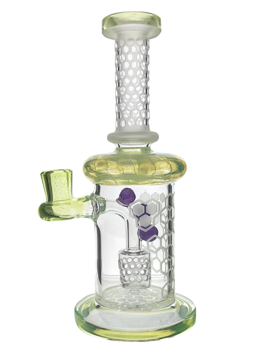 9" Honeycomb Etched Banger Hanger W/ Honeycomb Perc & Color Accents - Slyme Green | Jupiter Grass