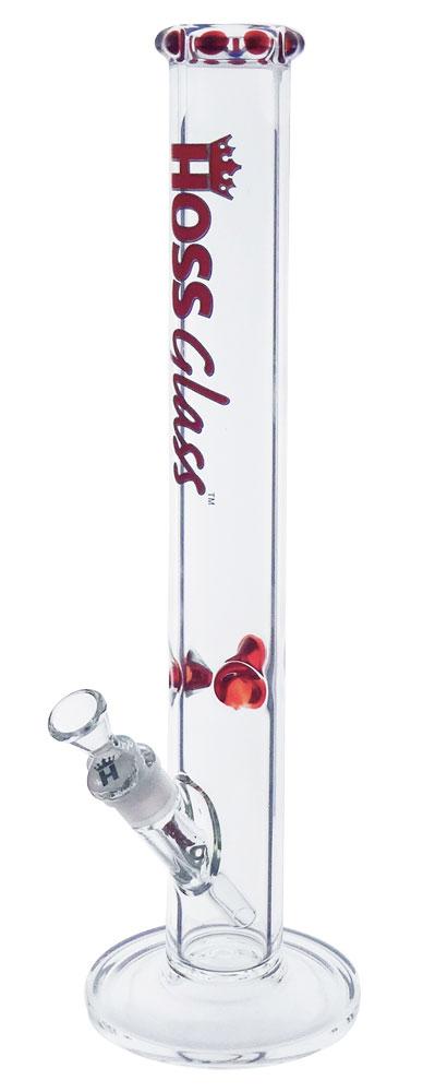 Hoss Glass 18" 7mm Straight Tube w/ Crown Mouthpiece - Red | Jupiter Grass