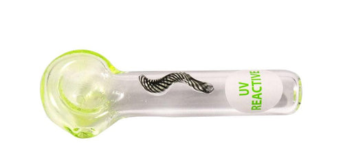 3.5" Spoon W/ Ribbon Squiggle & UV Reactive Head By Jellyfish Glass | Jupiter Grass