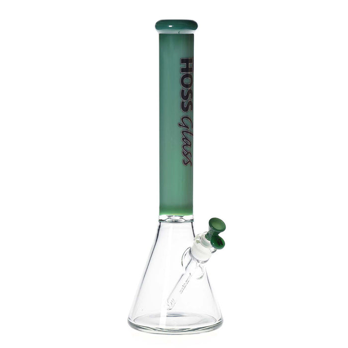 Beaker w/ Colored Neck, Carry Box, Extra Bowl & Banger by Hoss Glass - 18" 50mm - Green | Jupiter Grass