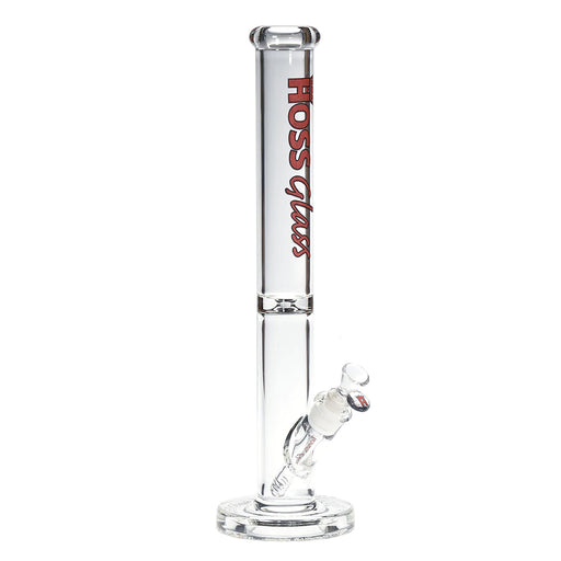 Straight Tube w/ Super Thick Embossed Base, Colored Logo & Carry Box by Hoss Glass - 18" 50mm - Red | Jupiter Grass