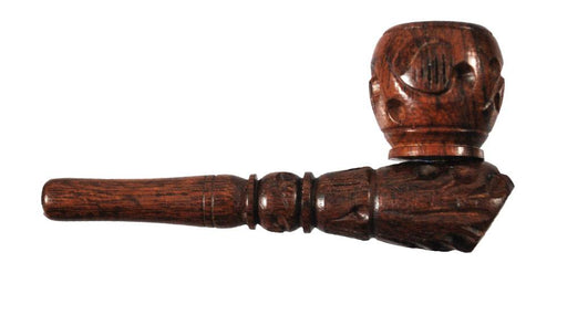3" Carved Standing Rosewood Wood Pipe | Jupiter Grass