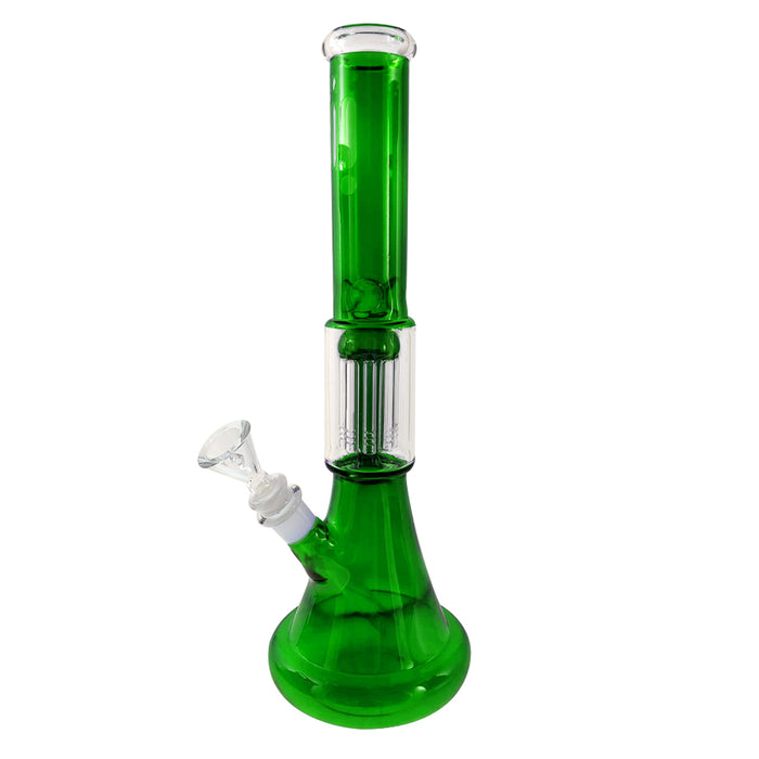14" Beaker Lip Base Full Color W/ 8-Arm Tree Perk & Ice Pinch - Green | Jupiter Grass