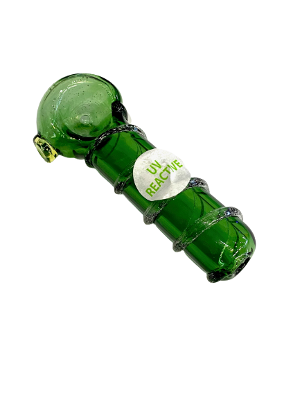 4" Jellyfish Glass Twist Swizzler UV Spoon Hand Pipe | Jupiter Grass