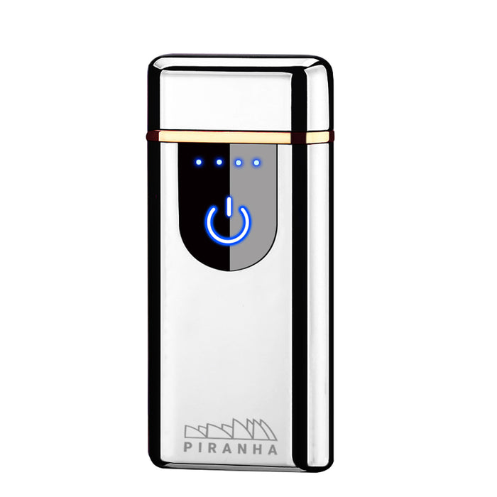 Piranha Plasma X - Dual Crossing Plasma Lighter W/ Quick Touch Power Button - Silver | Jupiter Grass