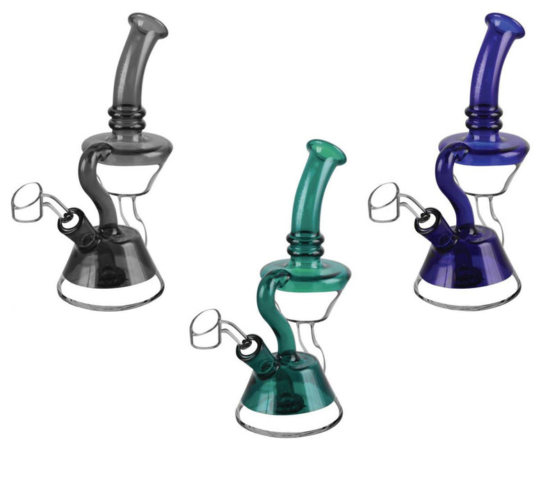 Pulsar 7" Double Cup Recycler Rig w/ Banger & Color Accents | Jupiter Grass