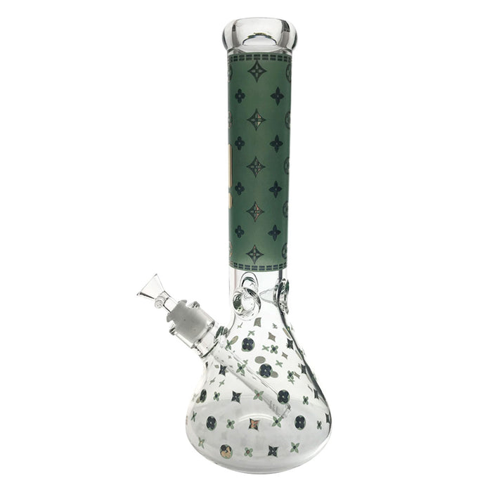 INFYNITI 14" 7MM STAR DECAL BEAKER W/ ICE PINCH - GREEN | Jupiter Grass