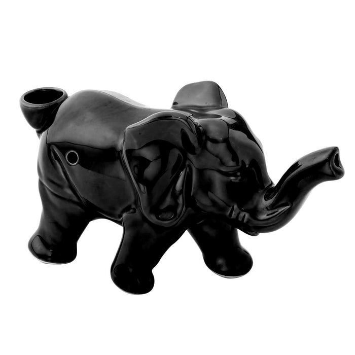 Ceramic Elephant Pipe - Black | Jupiter Grass