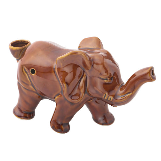 Ceramic Elephant Pipe - Brown | Jupiter Grass