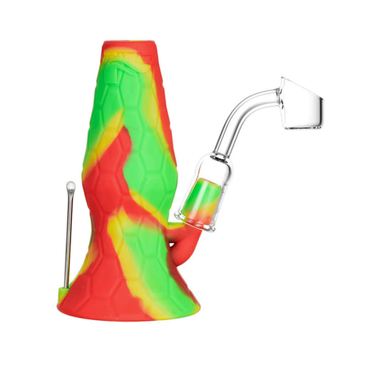 Pulsar Rip Series 4.5" Mini Silicone Lava Flow Dual Rig - Rasta | Jupiter Grass