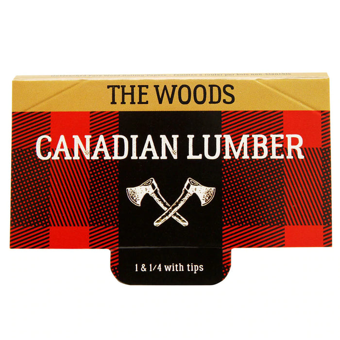 Canadian Lumber Woods Unbleached Pure Wood Rolling Paper 1¼" W/ Tips - Box of 22 | Jupiter Grass