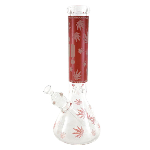 Infyniti 14" Beaker w/ Ice Pinch & Glow-in-the-Dark Colored Leaf Print - Red | Jupiter Grass