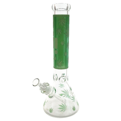 Infyniti 14" Beaker w/ Ice Pinch & Glow-in-the-Dark Colored Leaf Print - Green | Jupiter Grass