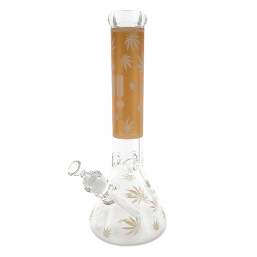 Infyniti 14" Beaker w/ Ice Pinch & Glow-in-the-Dark Colored Leaf Print - Gold | Jupiter Grass