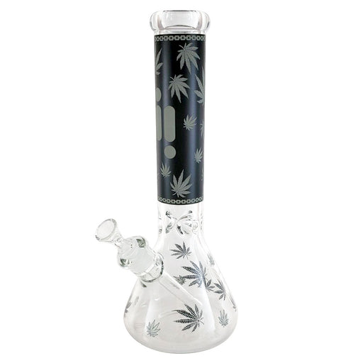 Infyniti 14" Beaker w/ Ice Pinch & Glow-in-the-Dark Colored Leaf Print - Black | Jupiter Grass